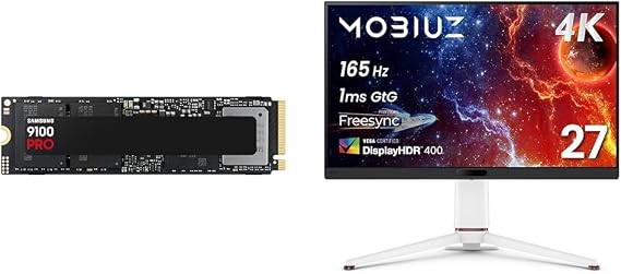 Samsung 9100 PRO 4TB PCIe Gen 5.0 14,800 MB/s NVMe M.2 2280 Internal SSD MZ-VAP4T0B-IT/EC BenQ MOBIUZ EX271U Gaming Monitor
