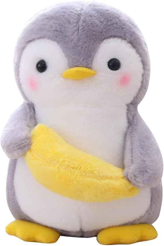AngelGift Cuddly Big Soft Toys Penguin Plushie Toys, Plush Penguin Stuffed Animals Toy Cushion Doll Best Birthday Christmas Great Anniversary Fiesta Gift for Party Favors (Banana, 10" /25cm)