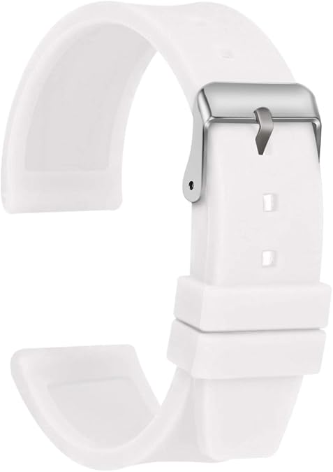 Silicone Watch Strap Replacement Rubber Watch Band Waterproof Smooth Flexible Men Women - 16mm, 18mm, 20mm, 22mm, 24mm, 26mm, 28mm Watch Bracelet with Silver Buckle
