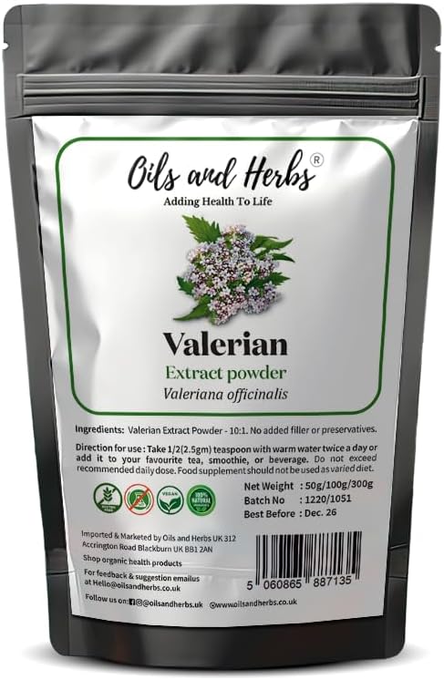 Valerian Root Extract Powder by Oils and Herbs UK (10:1) High Strength - 100% Pure Free from Any Addictive or Sugar (50)