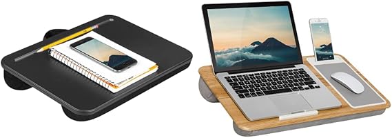 LapGear Compact Lap Desk - Black - Fits up to 13.3 Inch Laptops - Style No. 43108 & Home Office Lap Desk with Device Ledge, Mouse Pad, and Phone Holder - Oakwood - Fits up to 15.6 Inch Laptops