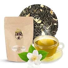 Jasmine with Flowers Green Tea | Loose Leaf Tea Pouch - 16oz Bulk Bag | Premium Floral Blend from Fujian China | Soothing Aroma | Steamed Green Tea | English Tea Store