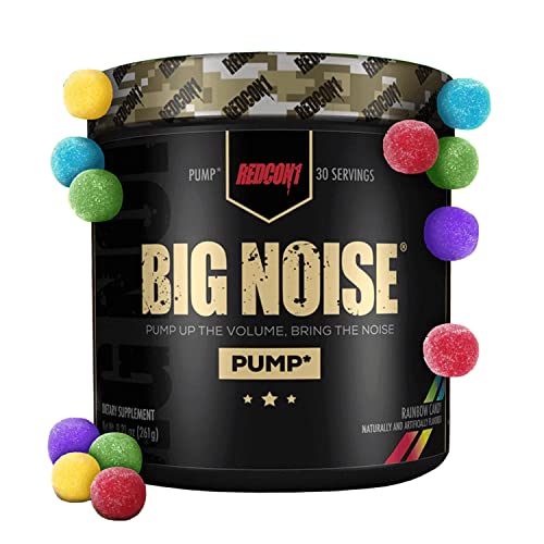 REDCON1 Big Noise Non Stim Preworkout, Rainbow Candy - Betaine Anhydrous & Acetyl L-Carnitine for Focus  Endurance - Keto Friendly, Caffeine Free Pre Workout 30 Servings