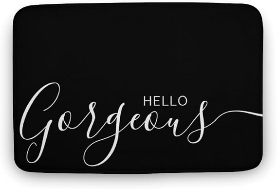 Hello Gorgeous Black White Minimalist Bathroom Rugs Non Slip & Soft Bath Mat Carpets for Bathroom, Entryway & Kitchen 16 x 24inch
