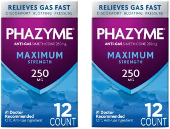 Phazyme Ultra Strength Anti-Gas & Softgels (12 Count (Pack of 2), Maximum Strength 250 mg)