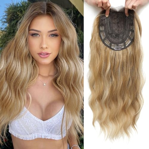 Wavy Hair Toppers for Women - 20 with Bangs, 6.5x6.5 Base, Adds Volume to Thinning Hair
