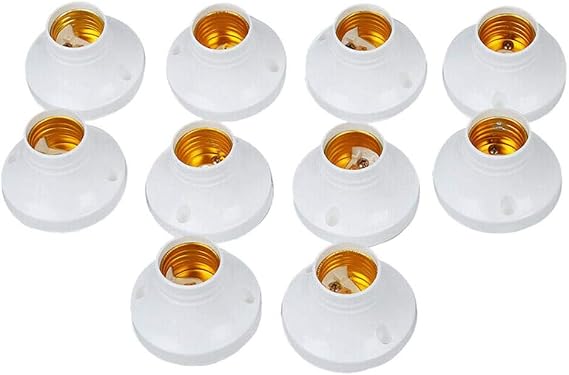 Lamp Bases 10PCS E27 Screw Base Round Plastic Light Bulb Lamp Socket Holder Adapter White 10 X E27 Lamp Holders Style