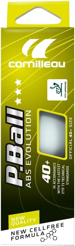 Cornilleau P-Ball ABS Evolution ITTF Approved 3 Star 3-Piece White Table Tennis Ball