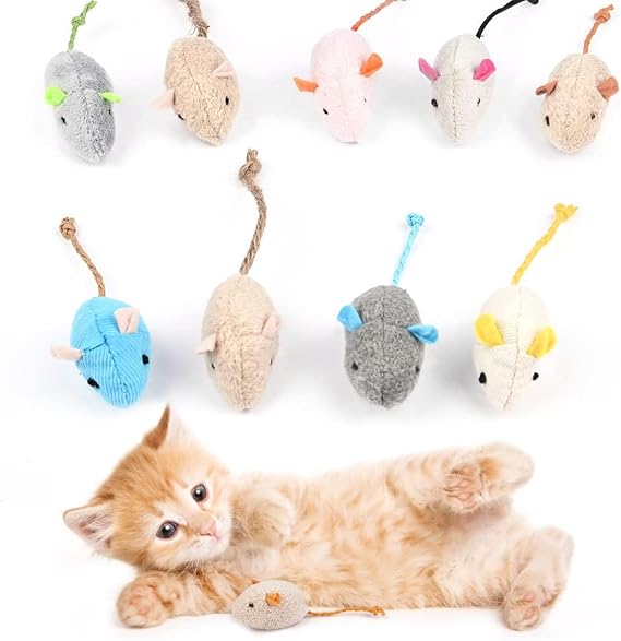 Catnip Mouse Toys, 9 Pack Catnip Toys for Cats, Mini Pet Chew Small Plush Mouse Cat Toy, Catnip Teeth Cleaning Toys for Kick Bite, Play and Indoor Interactive (Mixed Color)