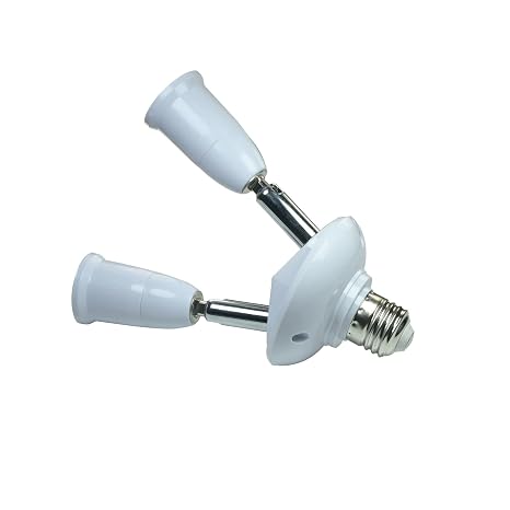 2 in 1 E26/ E27 Light Socket Splitter Adapter, Standard Base LED Bulb Converter, 360 Degrees Adjustable 180 Degree Bendable Light Bulb Socket Outlet Adapter.
