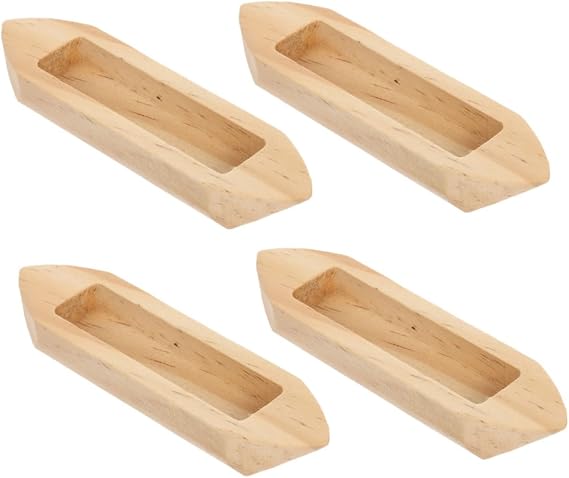 VOSAREA 4Pcs Wooden Canoe Models Unfinished Small Fishing Boat Craft for Nautical Home Decor Office Shelf Tabletop Display Decorative Sailboat