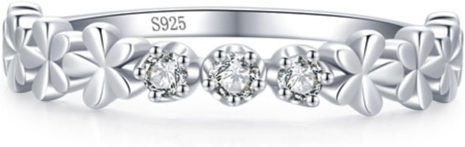 Daisy Sterling Silver Ring Zircon Ring Stackable Thumb Ring for Women Size 5-9