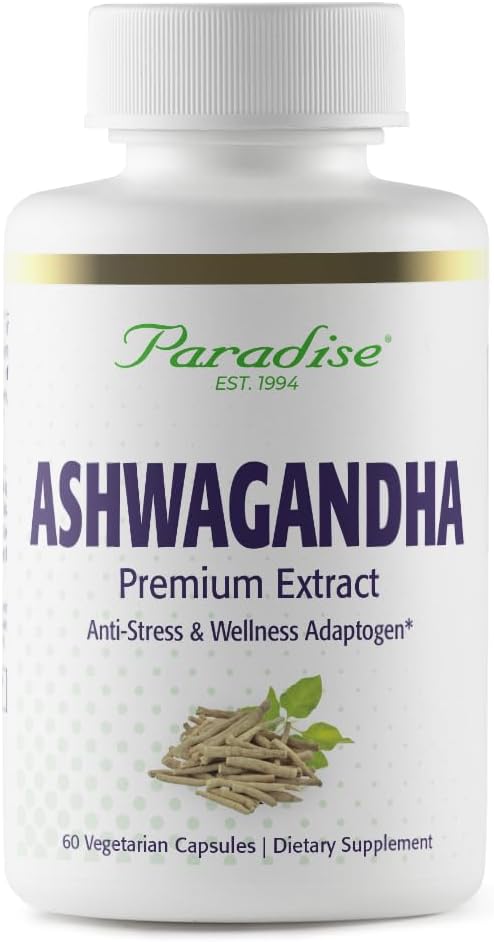 Paradise Herbs Organic Ashwagandha Ayurvedic Vegan 60 Capsules
