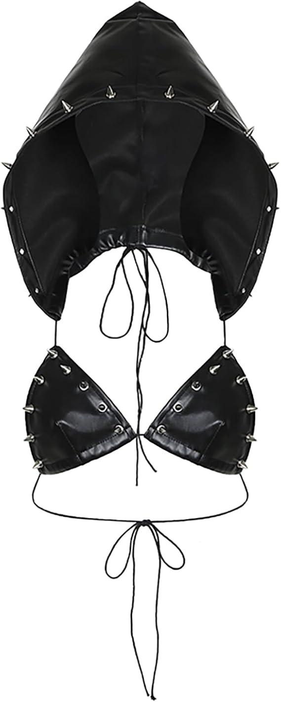 Rave PU Leather Top for Women Party Dance Bralettes Strappy Criss Cross Crop Top Bra Music Festival Outfits