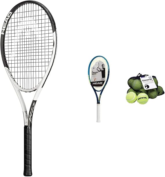HEAD Geo Speed Adult Tennis Racket - Pre-Strung Head Light Balance 27.5 Inch Racquet & Ti. Conquest Tennis Racket - Pre-Strung Light Balance 27 Inch Racquet - 4 1/4 in Grip