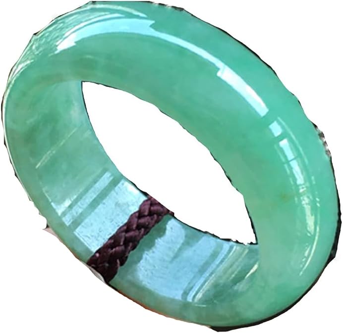 Natural apple green Jade Ring Size:9-11, A Grade Green Slim Jade Rings for Women, Emerald Jade Band Ring Jewelry Gift
