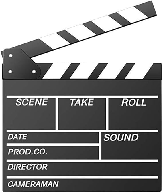 Movie Film Clap Board, Hollywood Clapper Board Wooden Film Movie Clapboard Accessory with Black & White, 12"x11" Give Away White Erasable Pen