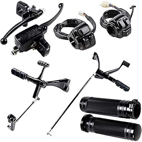 Bundle Black Forward Controls Kit + 1" Hand Grips Handlebar Switch Clutch Lever Brake Master Cylinder Compatible with 2004-2012 Harley Sportster XL 883 1200