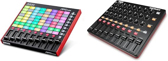 AKAI Professional APC Mini MK2 - USB MIDI Pad Controller for Clip Launching with Ableton Live Lite & MIDImix - USB MIDI Controller Mixer with Assignable Faders & Master Fader
