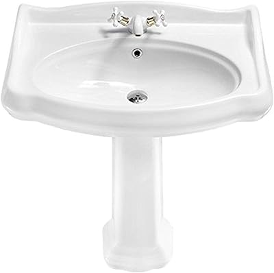 CeraStyle 030300-PED-One Hole 1837 Classic Style Ceramic Pedestal Sink, White