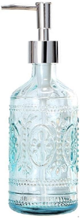 ENODS Countertop Soap Dispensers Glass Soap Dispenser, Thickened Glass, Hand Soap Dispenser Refillable Embossed Texture，for Body Wash Lotion, 300ml10.1oz Soap dispensers Color : Blue