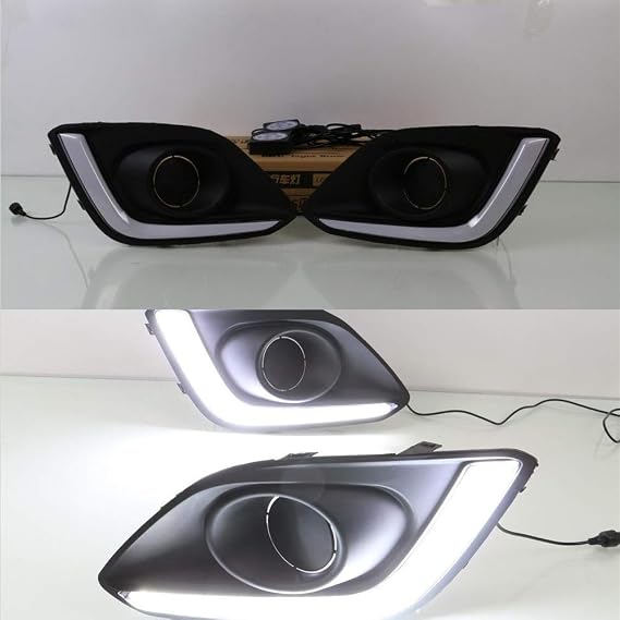 LED Light Guide Daytime Running Light for Suzuki Swift 2014-2016, 6000K LED Front Bumper DRL With Fog Lamp Cover