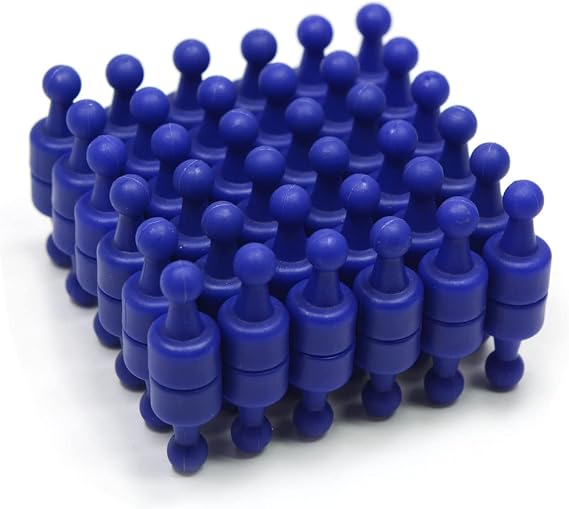 CMS Magnetics - (24-Pack Small NeoPin Blue) Strong Neodymium Magnetic Push Pin for Dry Erase Whiteboards, Bulletins, Calendars, Refrigerator, Office, Kitchen, School, Classroom