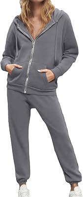Womens 2-Piece Tracksuit with Zip-Up Sweatshirt & Jogger Pant, 2025 Fall Trendy Oversized Casual Athletic Outfit