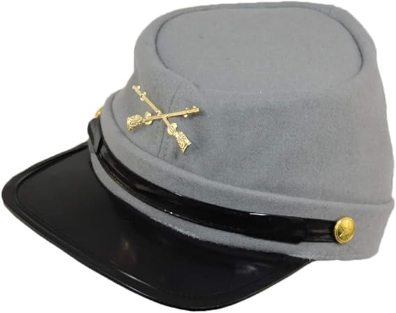 100% Wool Men's Civil War Replica Kepi Hat Large Grey
