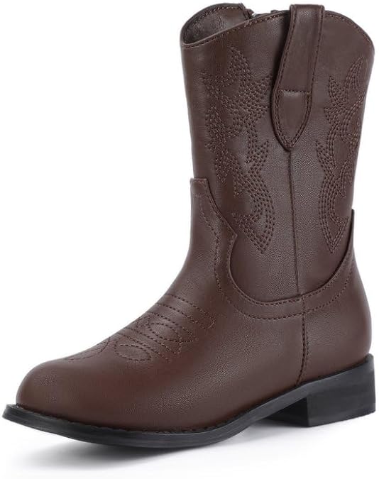 Hehainom Girls Cowboy Cowgirl Boots Boys Kids Toddler Western Mid Calf Zipper Riding Boots for Little Kid Big Kid