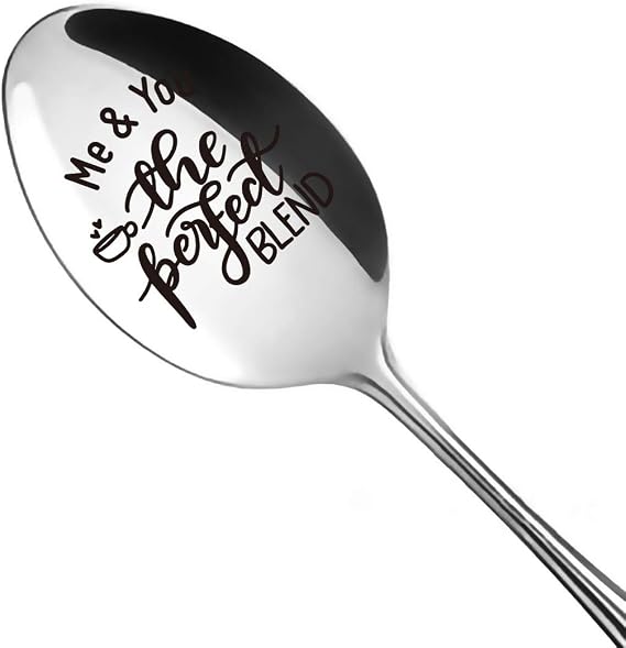 Best Spoon for Wife Husband Girlfriend Boyfriend Couples - Me & You The Perfect Blend Spoon - Funny Tea Coffee Spoon Engraved Stainless Steel - Perfect for Birthday/Valentine/Anniversary/Christmas