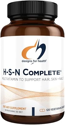 Designs for Health H-S-N Complete Capsules - Hair, Skin  Nails Supplement, Multivitamin with 1000mcg Biotin, Vitamin D, MSM  Amino Acids - Non-GMO Vegetarian Hair Vitamins 120 Capsules