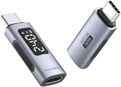 Hagibis LED Display USB C Adapter 240W 40Gbps 8K@60Hz, USB4 Connecter for Thunderbolt 43, iPhone 16 15 Pro Max, Current Voltage Fast Charging Monitoring Display Tester Detector TUA04