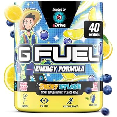 G Fuel aDrive Energy Drink Powder, Pre Workout Caffeine Mix for Gaming, Sugar Free Focus Amino, Vitamin  Antioxidants, 9.9oz Blueberry & Lemonade, 40 Servings