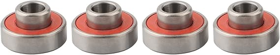 608 2RS Long Plate Integrated Bearings with ABEC11 Precision for High Speed and Silent Operation, Pre Lubricated Steel Bearings Suitable for Skateboards, Scooters, Inline Skates (Red 4pcs)