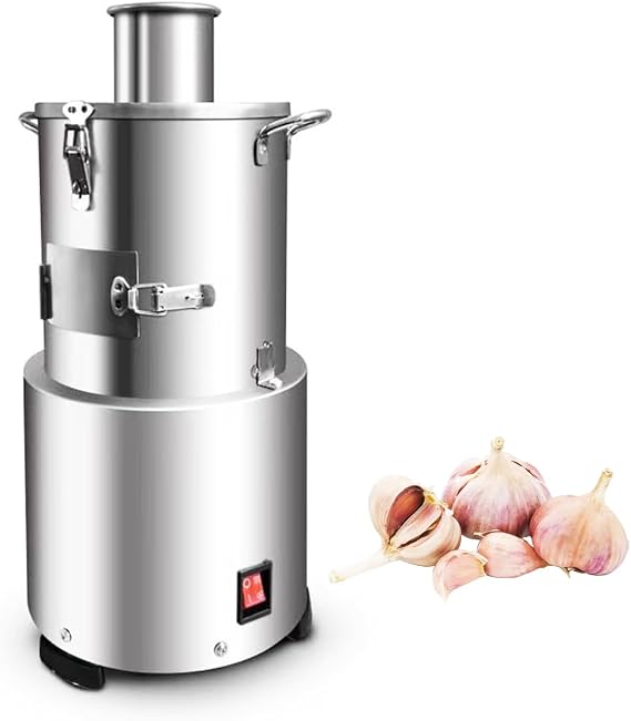 INTBUYING 110V Portable Whole Dry Garlic Peeling Machine 200W Thickened Stainless Steel Electric Garlic Peeler Automatic Powerful Garlic Separator for Home and Commercial Use