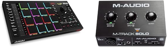 Akai Professional MPC Studio - MIDI Controller Beat Maker with 16 velocity sensitive RGB pads & M-Audio M-Track Solo – USB Audio Interface for Recording, Streaming and Podcasting