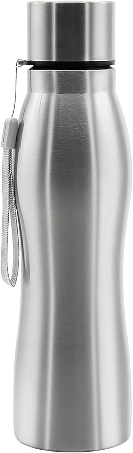 Stainless Steel Water Bottle, 750ml Metal, Leak Proof Non Insulated Single Wall, Reusable for School Office Gym Running Sports Travel