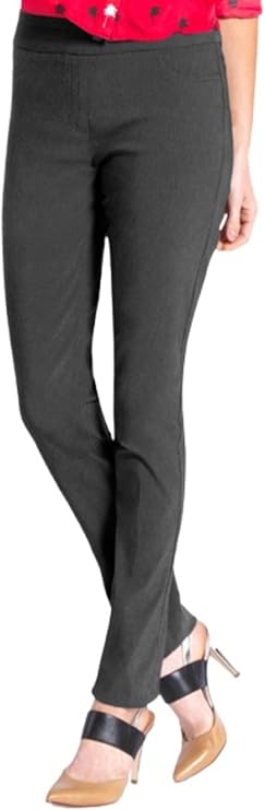 Slim-Sation Women's Wide Band Pull-on Straight Leg Pant with Tummy Control