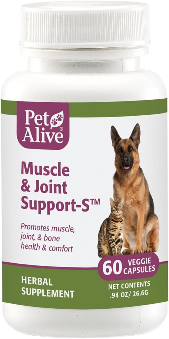 PetAlive Muscle & Joint Support-S for Bone and Joint Health and Comfort, 60 Caps