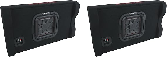 Kicker 49L7TDF82 L7TDF 8 in 350-Watt RMS 2 Ohm Down-Firing Loaded Shallow Subwoofer Enclosure, Forced-Air Cooling, Under Many Truck Seats, Deep Bass, 2-Piece
