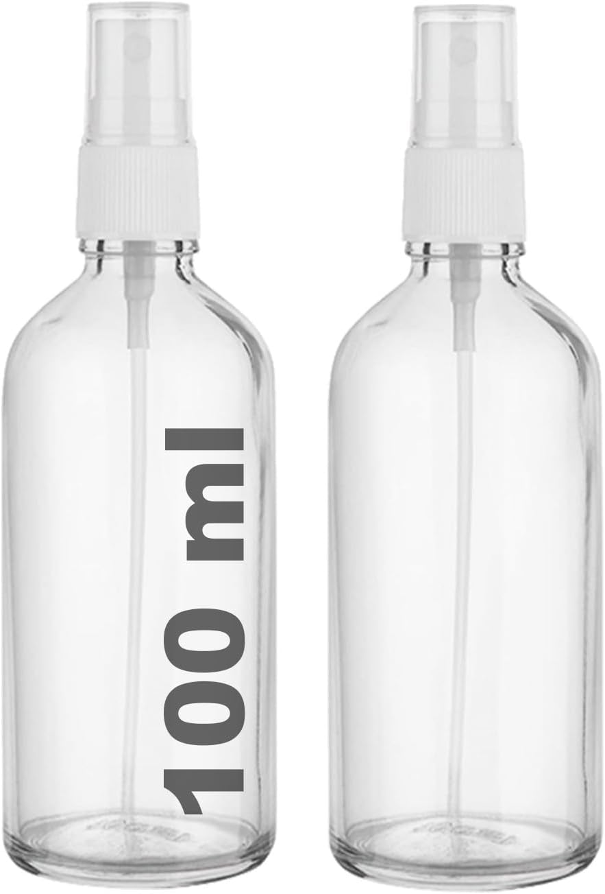 100 ml Kapaklı Beyaz Sprey Şeffaf 100 Cc Fısfıs Kolonya Dezenfektan Şeffaf Cam Şişe 2 Adet Şeffaf Şişe | Beyaz Sprey, 100 ml