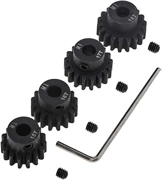 4pcs Mod 1 Pinion Gear 5mm Set Hardened 15T 16T 17T 18T M1 Pitch Gears RC Upgrade Part with Screwdriver