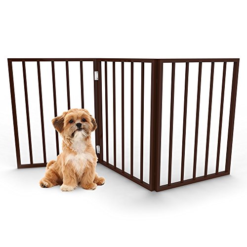 Petmaker Foldable, Free-Standing Wooden Pet Gate- Light Weight, Indoor Barrier for Small DogsCats, Dark Brown, Step Over Doorway Fence, Rich Espresso, 54 X 24 80-62875