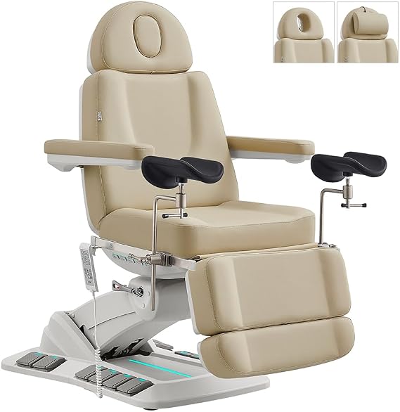 Dir Medical Spa Chair 4-Motor Electric Medical Examination Room Table with Stirrups Spa Beauty Bed Esthetician Chair Facial Bed with Position Memory Function Geneva