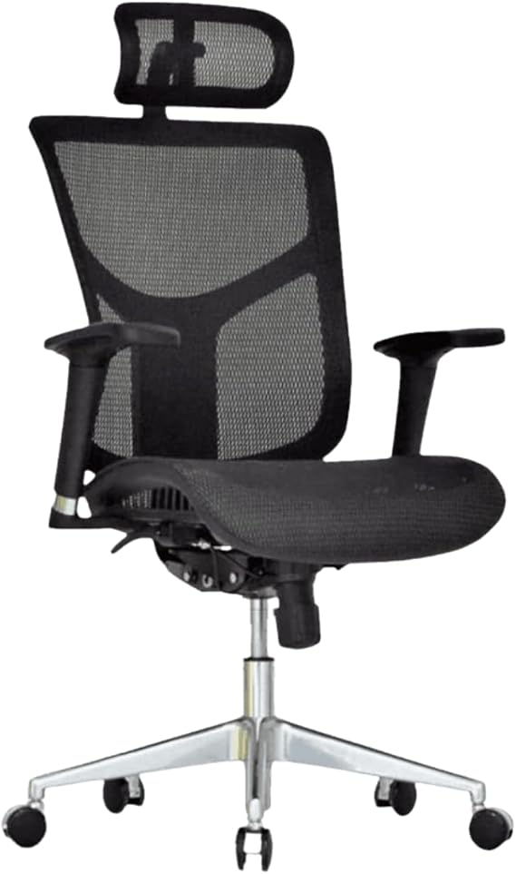 Dreem II Ergonomic Office Chair - Mesh Hi Back Executive Desk Chair - Chrome Base with Headrest & Seat Slide - Modern Comfortable Desk Chair for Home & Office - 4D Adjustable Armrest Black