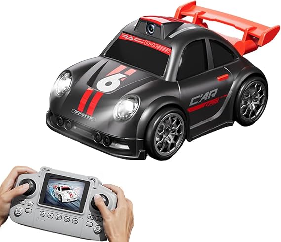 Remote Control Car with Camera, RC Car with 2.4 Inch Screen Controller, Drift Induction Racing Car Toy with Photo Video Recording, Follow Mode and Auto Demonstration, Kids RC Car Gift (Black)
