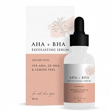 AHA  BHA Exfoliating Serum, to remove dead skin and Improve Skin Texture, enriched with 10% AHA, 2% BHA and Lime Pearl, Silicon Free, Paraben Free, Cruelty Free 30ml