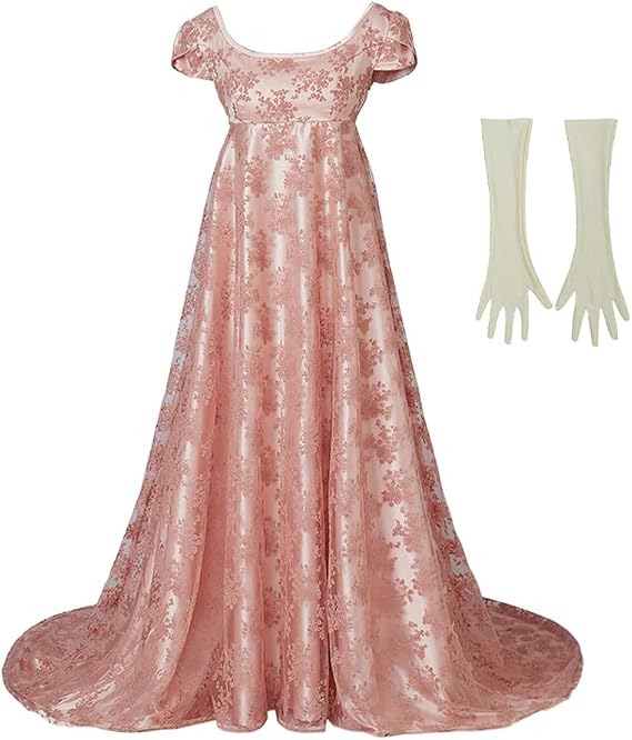 VEECOOCOS Edwina Sharma Costume Dress Women's Regency Dress Victorian Tea Gown Dress