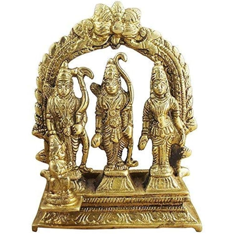 Zap Impex Aries Statue Hindu God Ram Darbar Idol, Brass, 7.9 cm